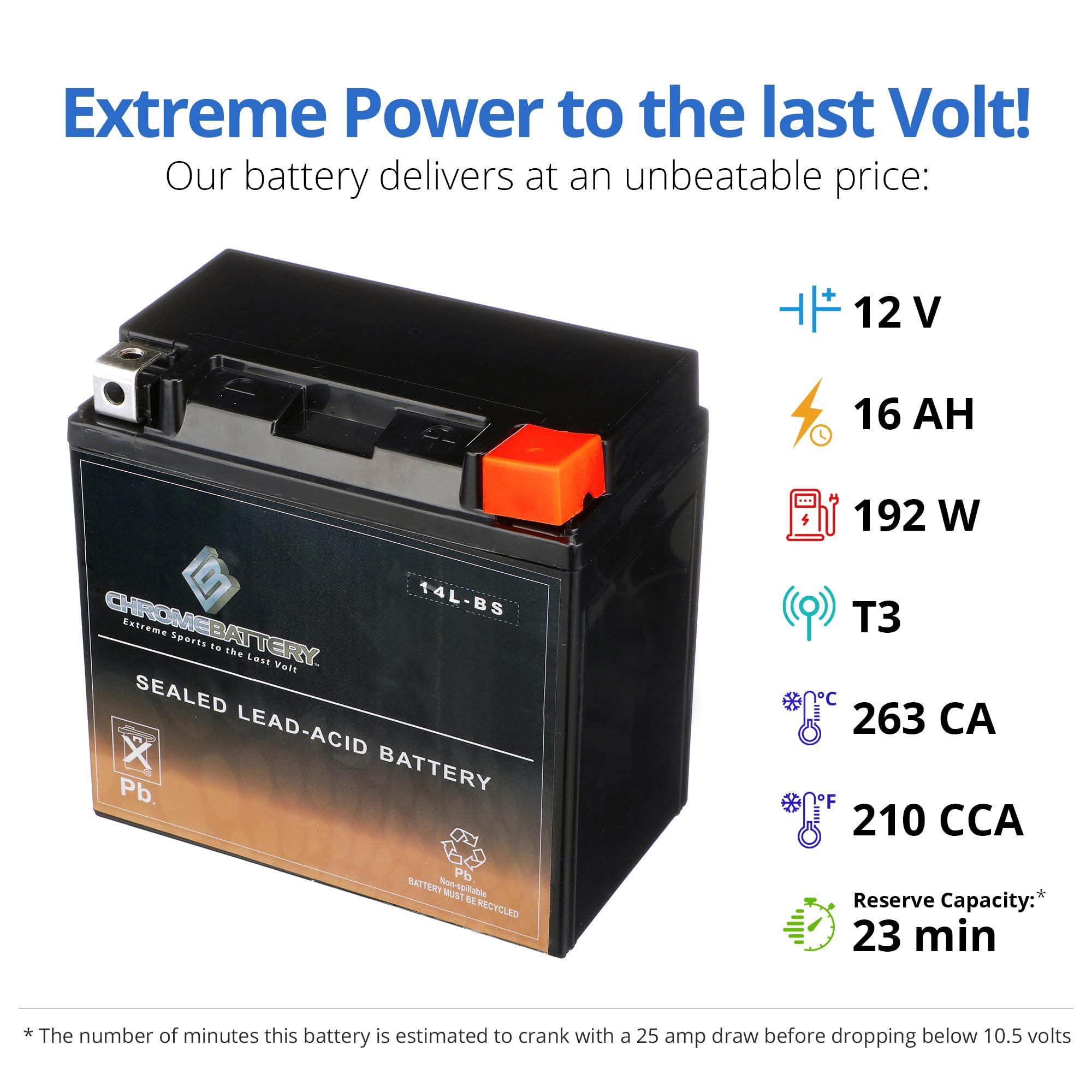 Amazon.com: CB CHROMEBATTERY YTX14L-BS Maintenance Free